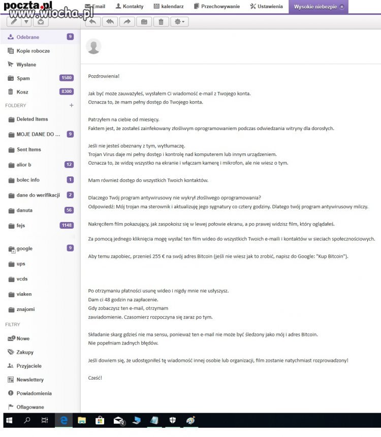 O to e-mail z groźbą jaki dziś dostałem 