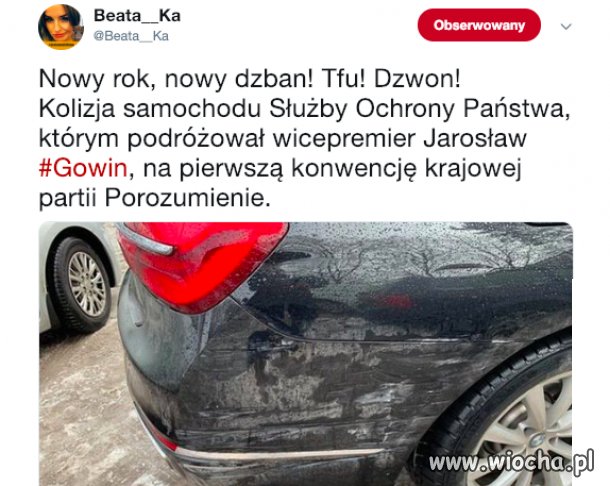 Kolejna stłuczka rządowej limuzyny.