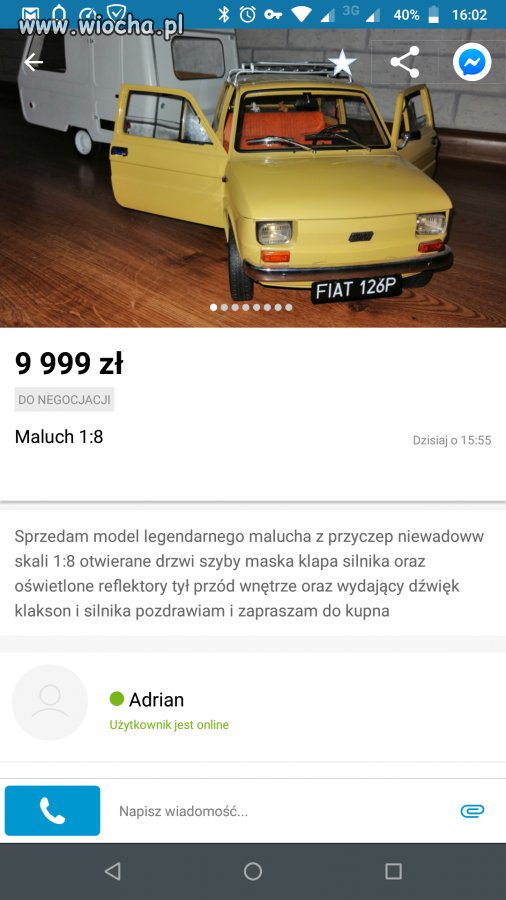 ADRIAN sprzedaje resoraka za 9.9tys