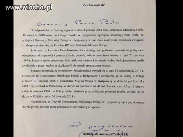 To,że kier Jarosława k pocisnął z policją