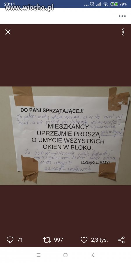 Odpowiedź sprzątaczki 