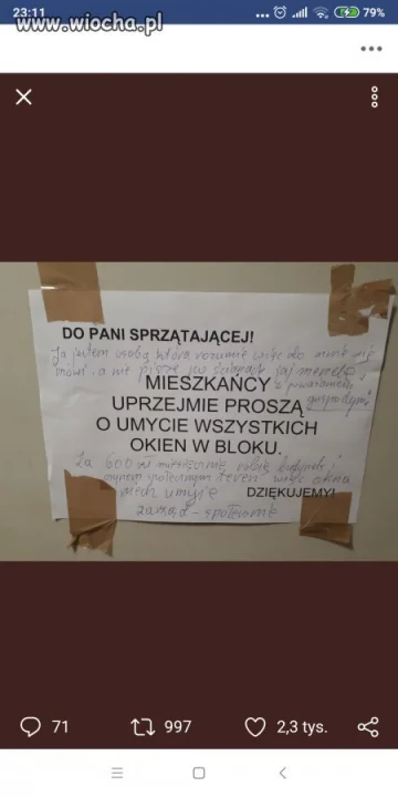 Odpowiedź sprzątaczki 