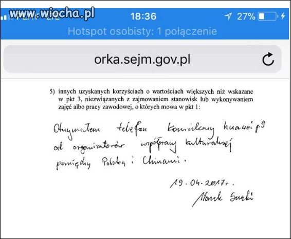 Zeznanie majątkowe Suskiego