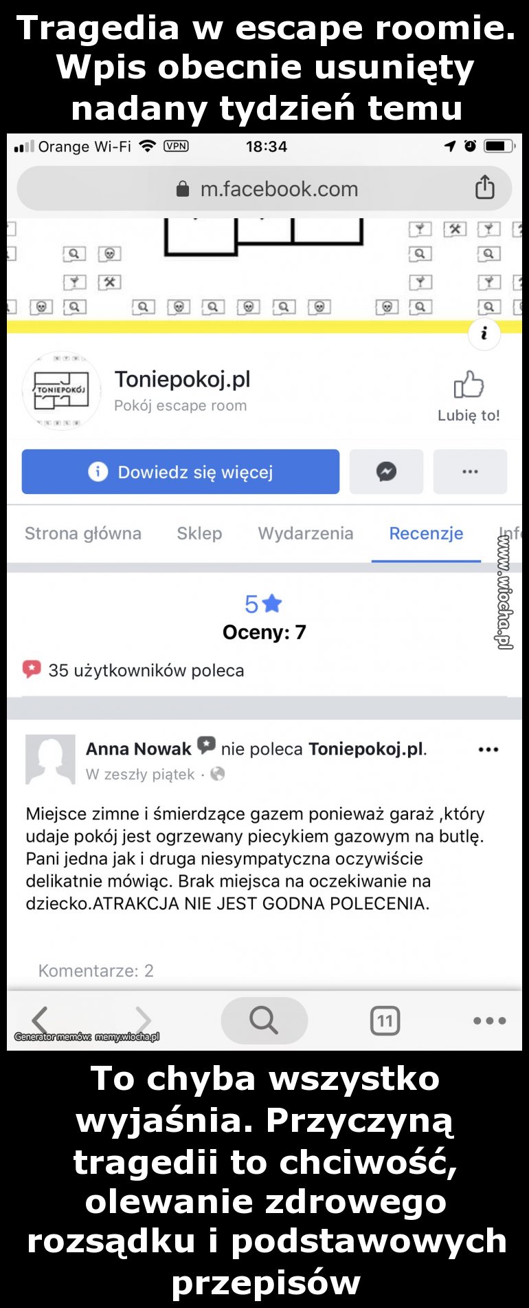 Tragedia w escape roomie. Wpis obecnie usunięty