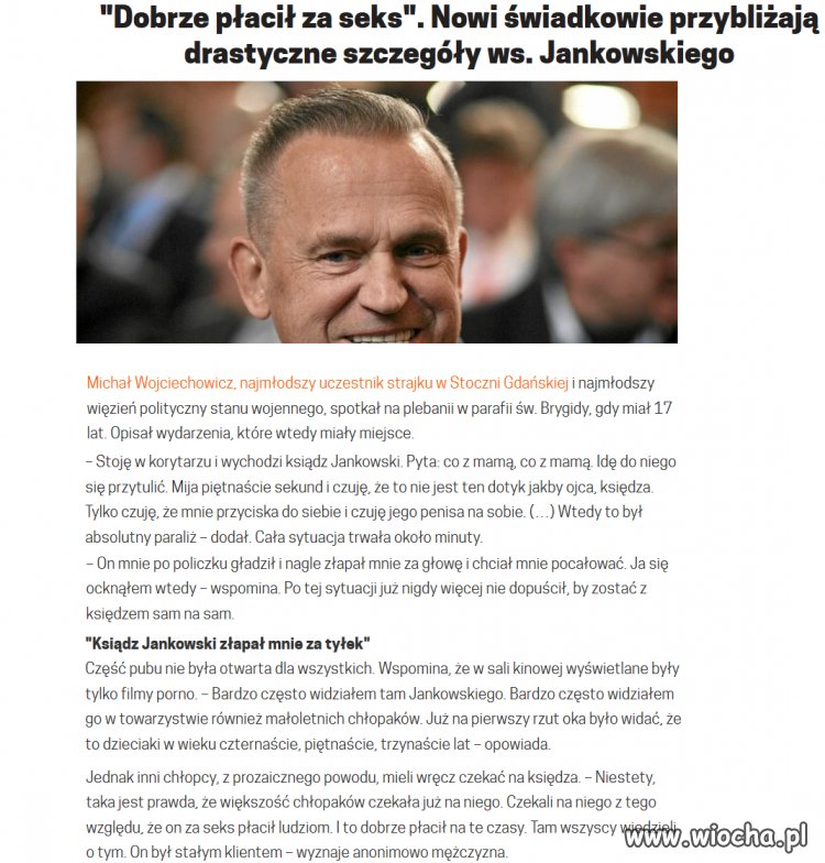 Jankowski dobrze płacił za seks