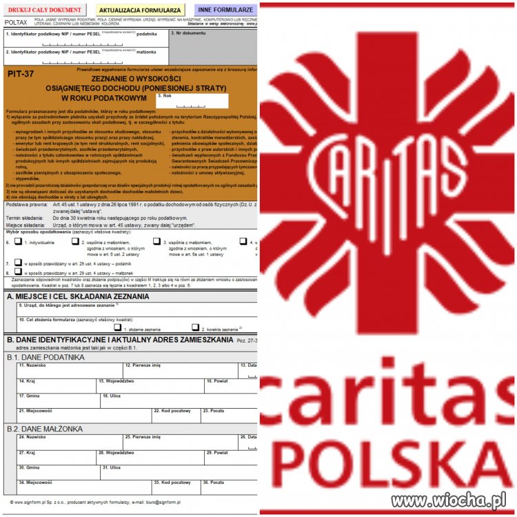 Już w tym roku 1% z automatu na caritas, nie bądź 