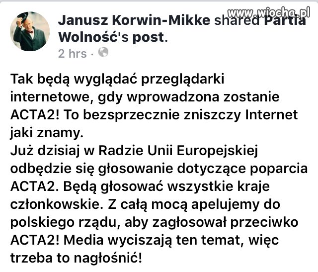 Dziś głosowanie nad Acta2