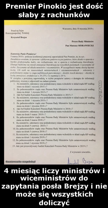 Premier Pinokio jest dość słaby z rachunków