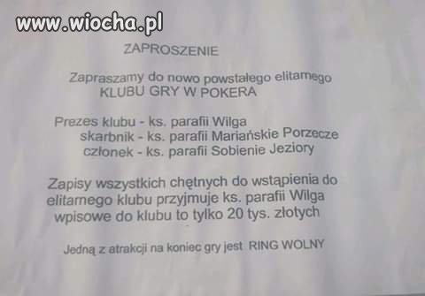 Ogłoszenie parafialne, kto chętny na pokera ?