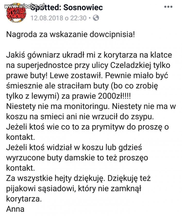 Złodziej butów ale tylko prawych...