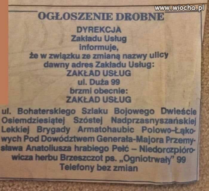 Kiedy za PiS-u zmienili ci nazwę ulicy 
