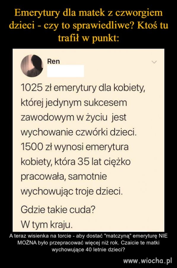 Emerytury dla matek z czworgiem dzieci