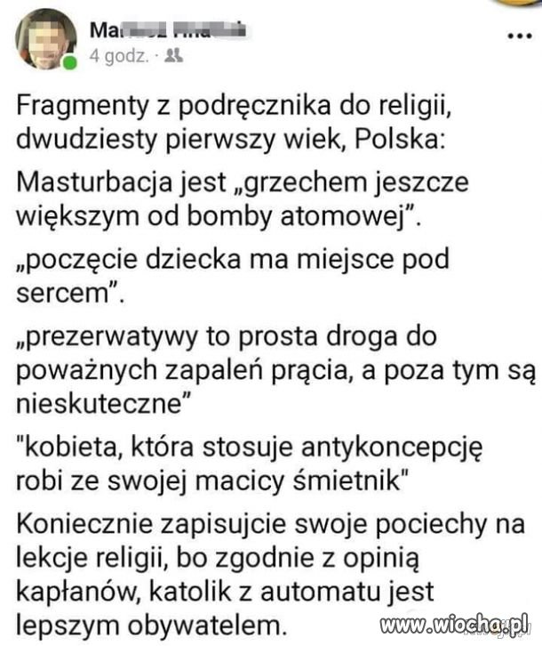 Fragment z podręcznika do religii