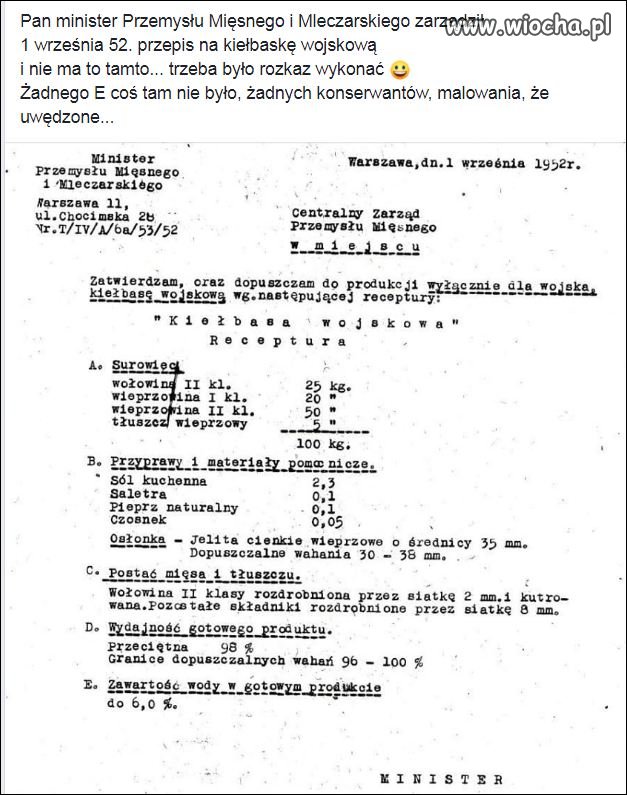 Kiełbasa towarzysza ministra