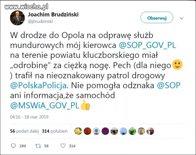 Było 50-jechał 98 km/h