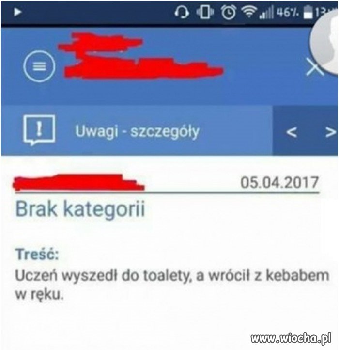 Uwaga w dzienniku