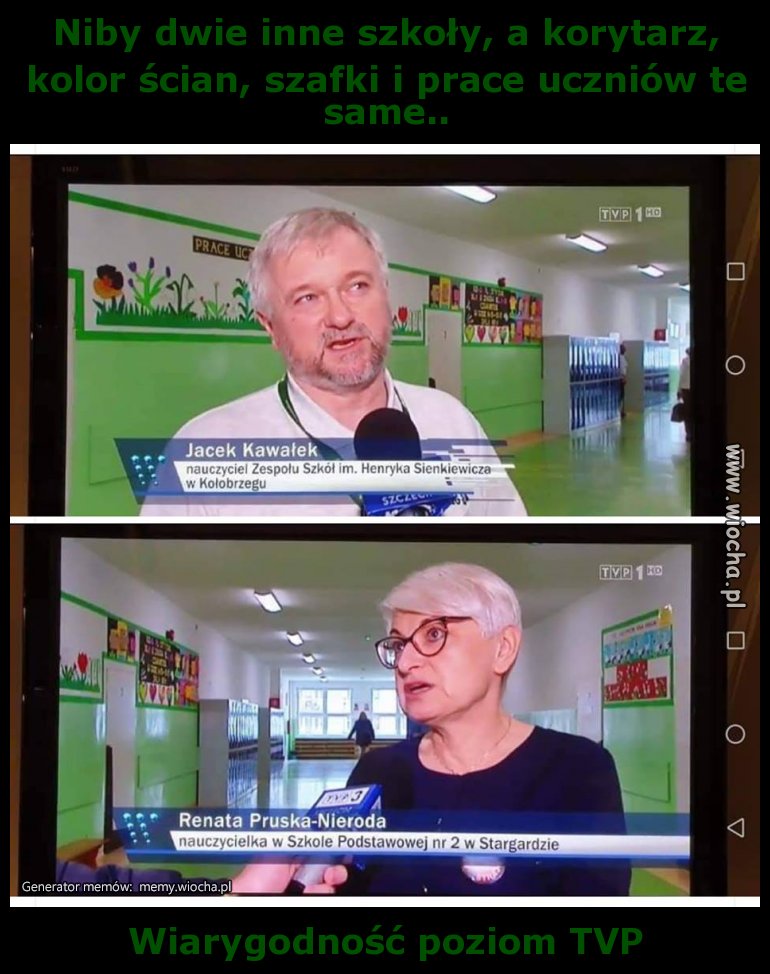 Niby dwie inne szkoły, a korytarz, kolor ścian,