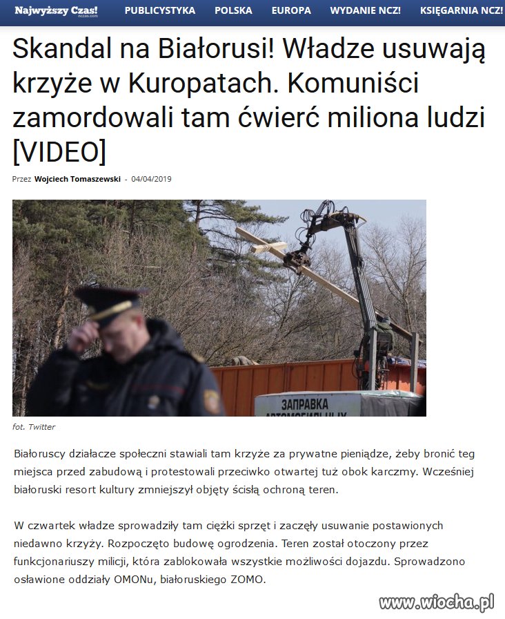 U nas palą książki, a na Białorusi usuwają krzyże