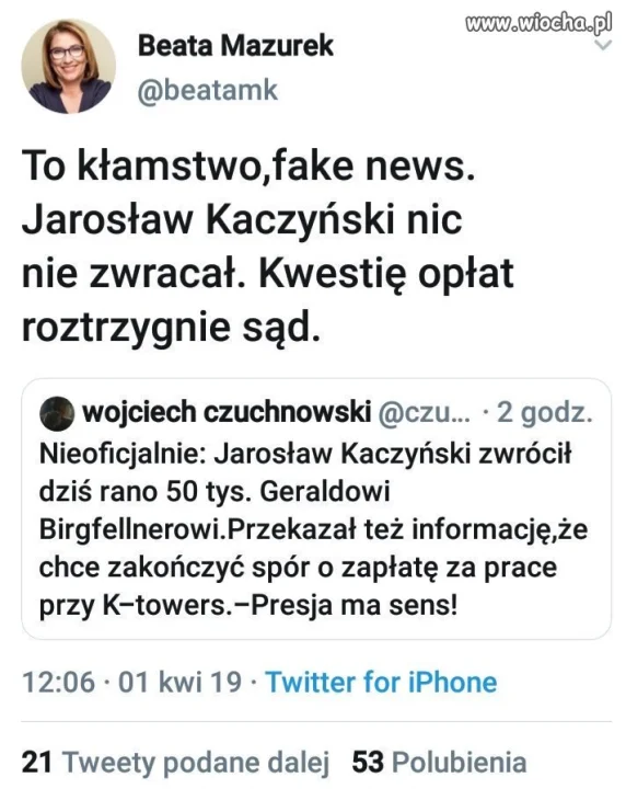 Kaczyński zwrócił łapówkę?