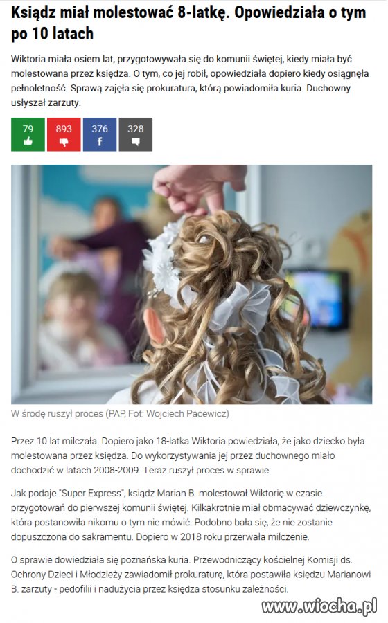 Bała się, że nie otrzyma sakramentu...