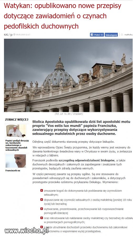 Dobrze, że Franciszek coś robi w sprawie pedofilii
