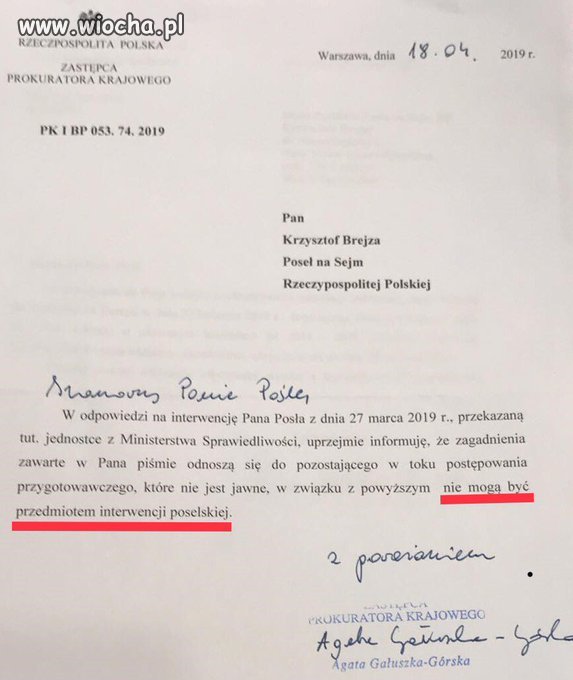 Szatniarz z PiS odpowiada brejzie