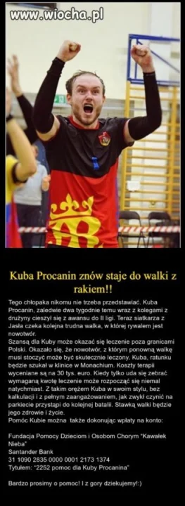 Kuba Procanin znów staje do walki z rakiem!!!