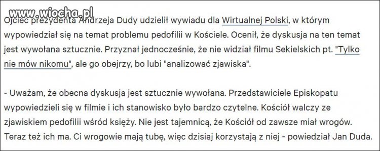 Ojciec prezydenta udzielił wywiadu