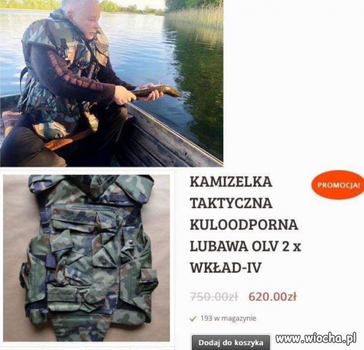 W kamizelce kuloodpornej na ryby