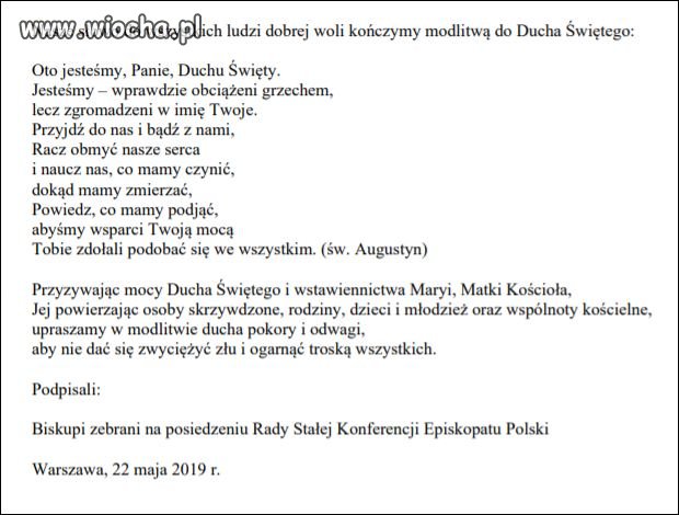 Końcówka listu biskupów