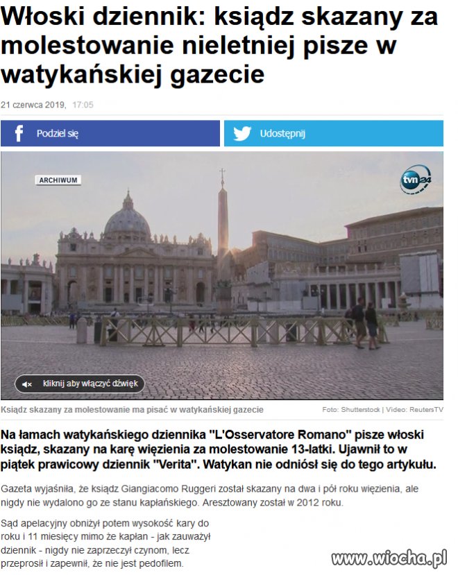 Ksiądz pedofil pisze w watykańskiej gazecie