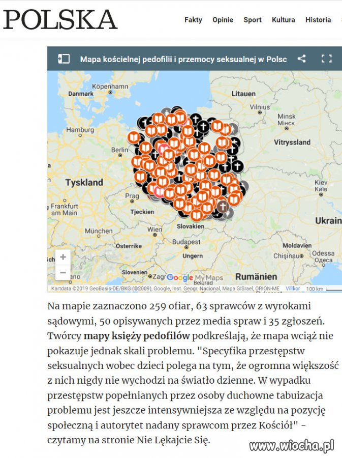Mapa kościelnej pedofilii i przemocy seksualnej w Polsce