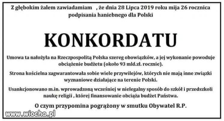 Mamy dziś smutną rocznicę ...