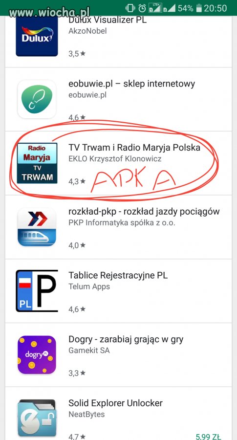 W aplikacji play store to już przesada