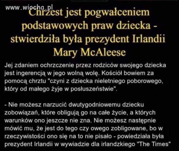 Chrzest podstawowym pogwałceniem praw dziecka
