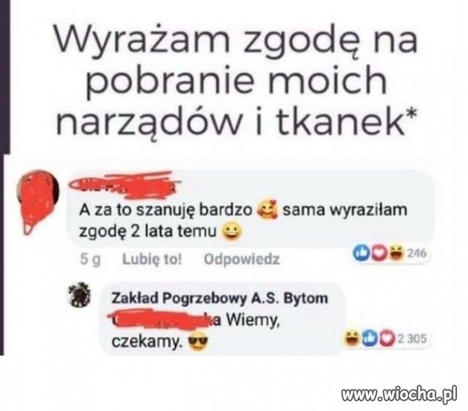Zgoda na pobranie narządów...