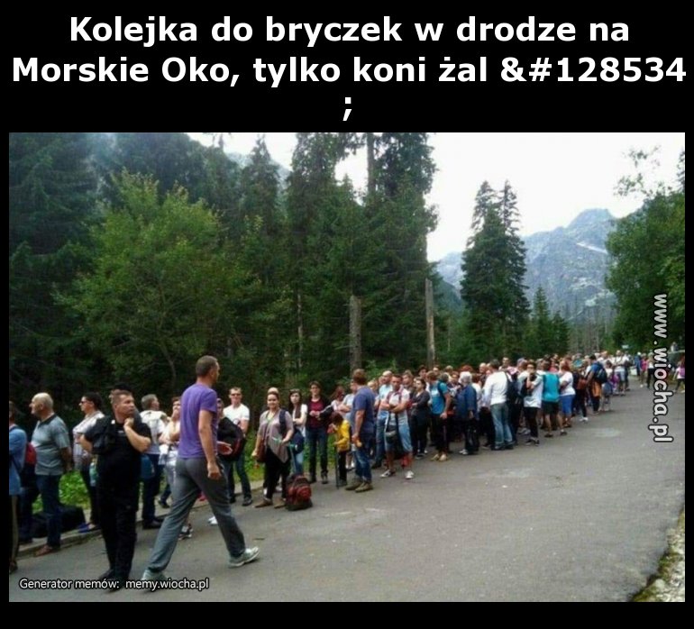 Kolejka do bryczek w drodze na Morskie Oko, 
