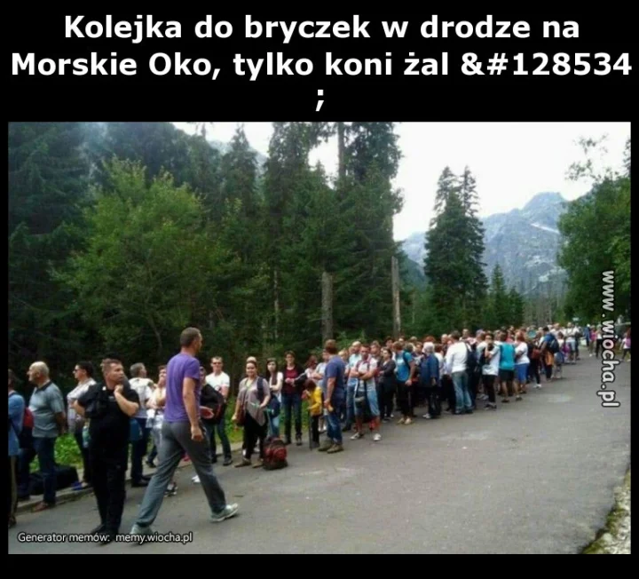 Kolejka do bryczek w drodze na Morskie Oko, 