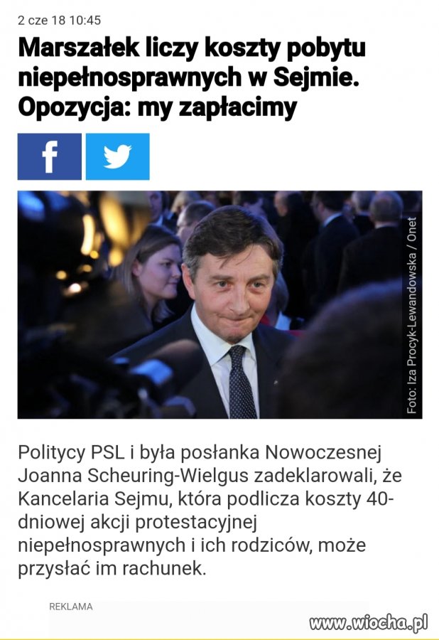 Swego czasu niepełnosprawnym za kanapki wypominał