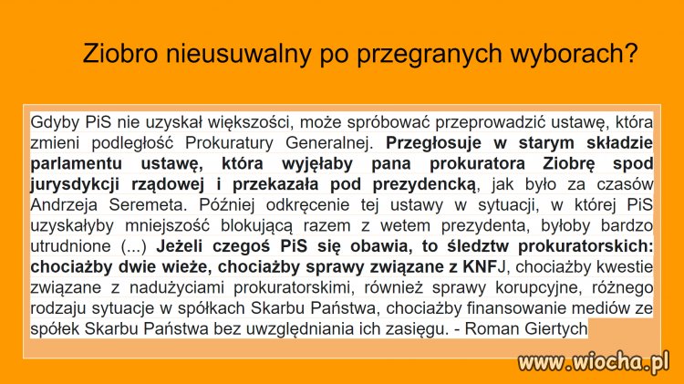 Ziobro nieusuwalny po przegranych wyborach?