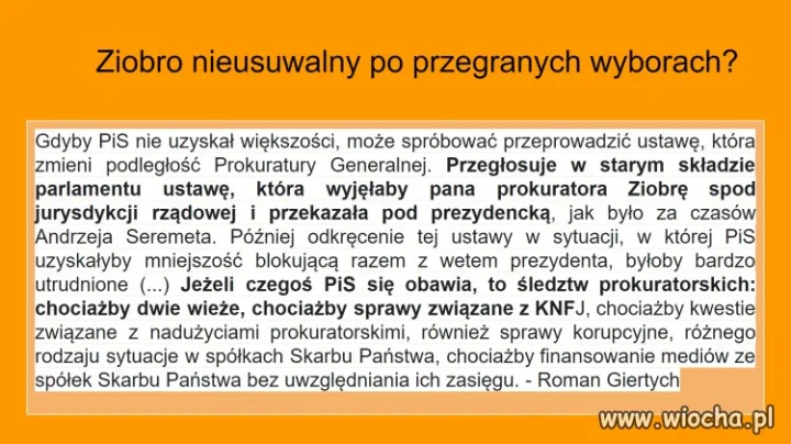 Ziobro nieusuwalny po przegranych wyborach?