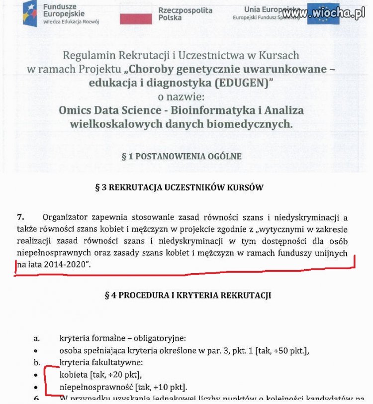 Dyskryminująca mężczyzn rekrutacja na kurs przy