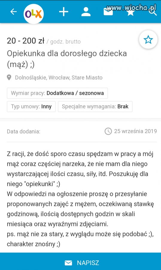 Opiekunka pilnie poszukiwana