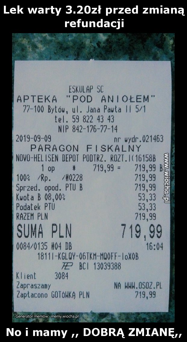 Lek warty 3.20zł przed zmianą refundacji