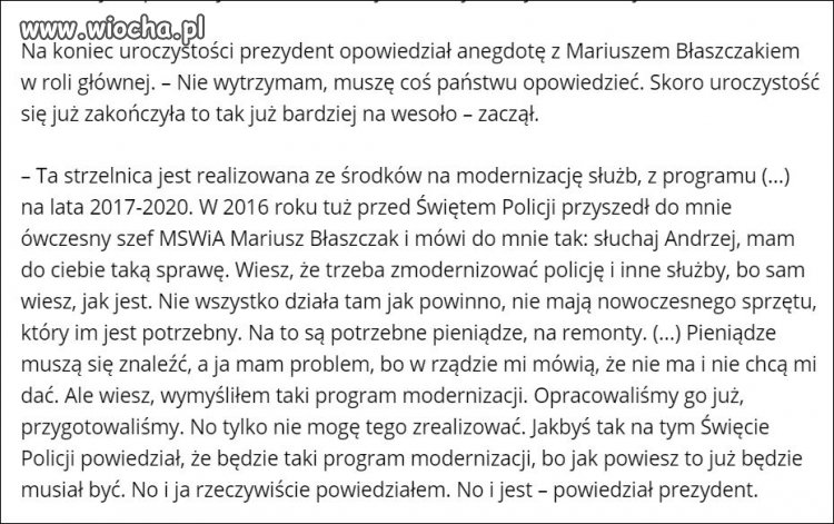  Prezydent zdradził anegdotę o Mariuszu Błaszczaku
