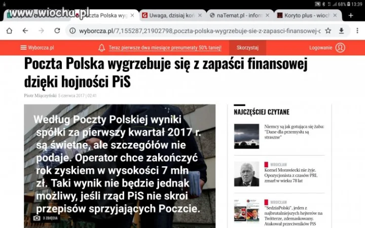 Hajs podatnika tajemnicą sukcesu Poczty Polskiej