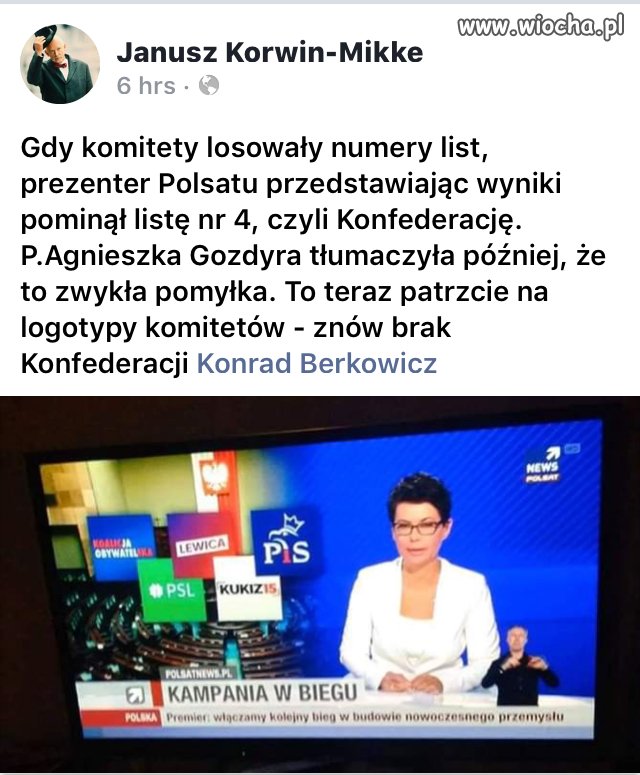 Ciągłe zamilczanie Konfederacji w mediach.
