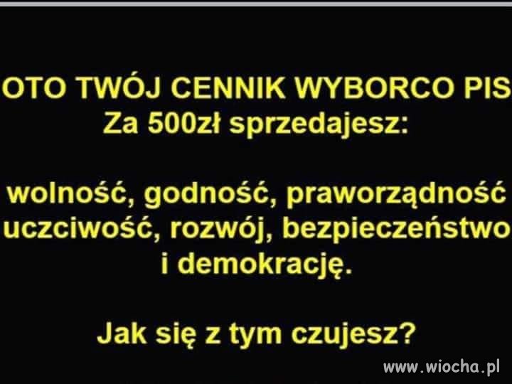 Cennik wyborcy PiS