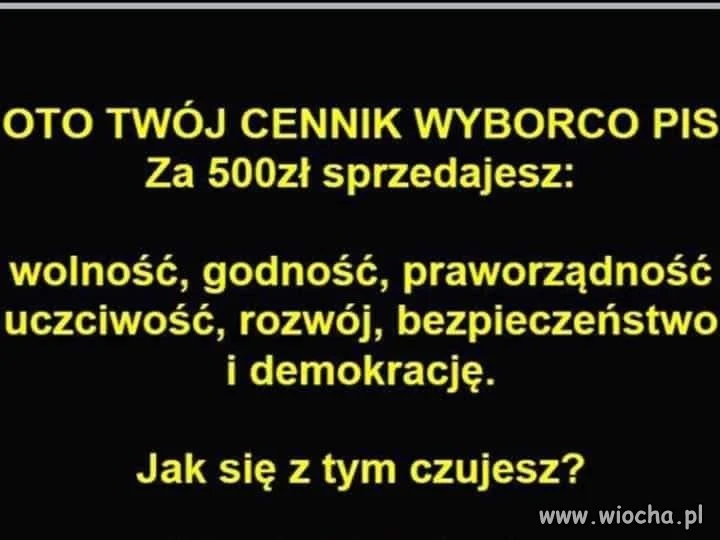 Cennik wyborcy PiS
