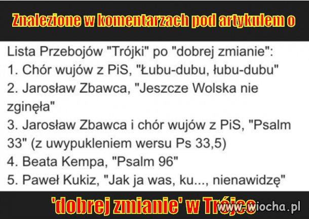 Komentarz o dobrej zmianie w Trójce  